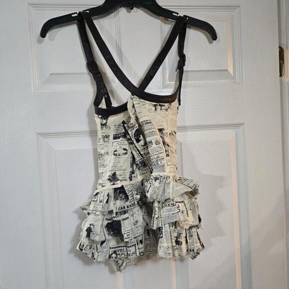 lip service step in time steampunk vintage newspaper print corset top - Picture 6 of 8